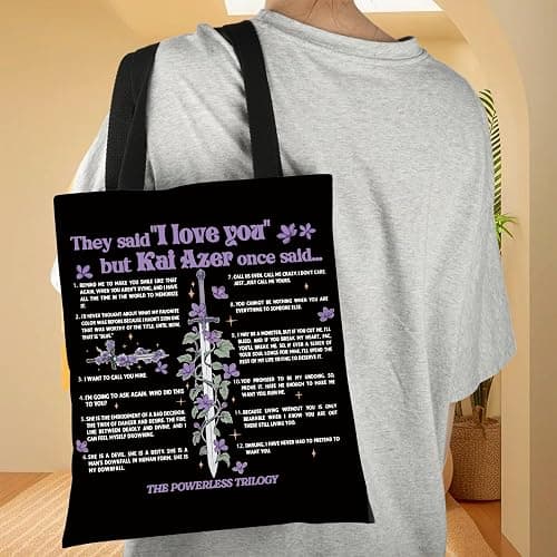 UJIMS Powerless Quote Inspired Tote Bag Special Edition Book Fans Gift Powerless Book Merch Dagger and Flower Bag thumbnail 6
