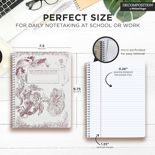 Decomposition Mermaids College Ruled Spiral Notebook - 9.75 x 7.5 Journal with 160 Lined Pages - 100% Recycled Paper - Cute Notebooks for School Supplies, Home & Office - Made in USA thumbnail 2