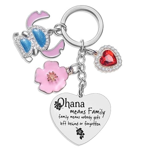 Cute Keychain Ohana Means Family Friendship Gifts For Daughter Teens Girls | Gift for Birthday Christmas 316L Stainless Steel Highly Polished Engraved Heart Keychain with Gift Box - Image 1