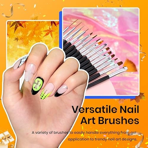 Beetles 31pcs Nail Art Brushes, Dotting Tools, Nail Art Pens, Dust Brush, Striping Liner Fingernail Drawing Pens with Palette Holder All in One for Starter Manicure Design Set thumbnail 6