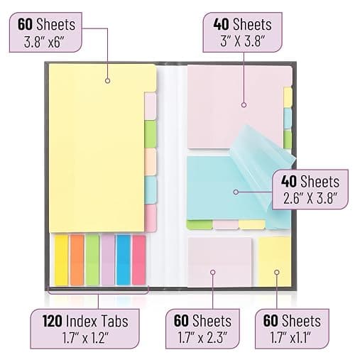 Mr. Pen- Sticky Note Set, 380 Pack, Pastel Colors, Transparent Sticky Notes Tabs, Divider, Christmas Gift thumbnail 4