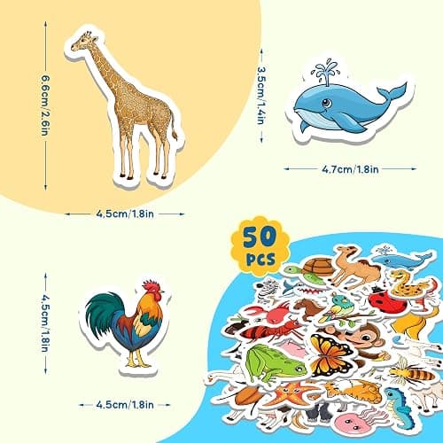 PraxiKidy Magnetic Animals,50 PCS Fridge Magnets for Toddlers,Farm Animals Wild Zoo Sea Ocean Animals Refrigerator Magnets for Kids,Educational Learning Magnetic Toys for Whiteboard Preschool Baby thumbnail 2