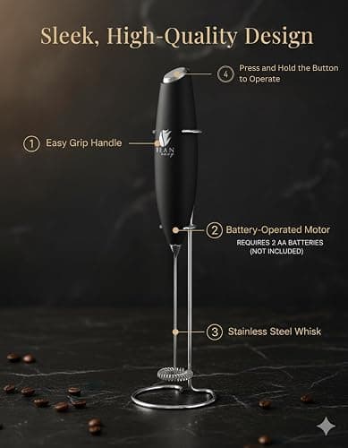 Bean Envy Milk Frother, Coffee Stirrers, Frother Wand, Milk Frother Handheld, Frother with stand, Hand Blender for Coffee, Lattes, Cappuccino, Matcha and Hot Chocolate – Kitchen Gifts - Black thumbnail 4