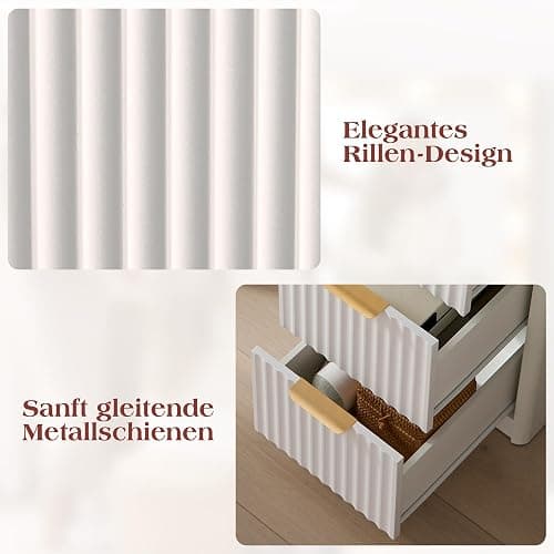 LUXOAK Schminktisch mit Spiegel & 10 LED-Lampen, Großer Frisiertisch mit Glasplatte & Steckdose, 7 Schubladen & Föhnhalterung, Moderner Kosmetiktisch für Schlafzimmer (Weiß, 120 x 39.8 x 136.4 cm) thumbnail 8