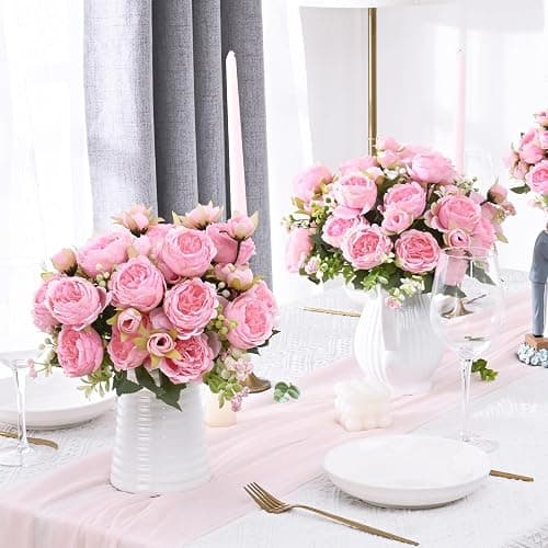 2 Packs Peonies Artificial Flowers, Light Pink Silk Artificial Peonies | Fake Peonies Artificial Peony Flower Bouquets for Centerpiece Table Wedding Party Home Decor thumbnail 6
