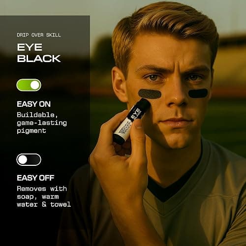 D.R.I.P Over Skill Eye Black & Sports Face Paint, Natural Ingredients, Dermatologist-Tested, Hypoallergenic, Anti-Glare Drip for Baseball, Football, Lacrosse, Stocking Stuffers for Teen Boys & Kids thumbnail 4