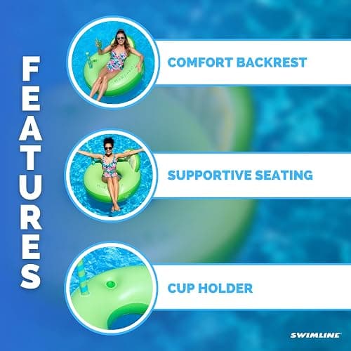Swimline Margarita Pool Ring with Cupholder & Backrest – Inflatable Lounge Float with Fun Design for Adults & Teens – Durable Vinyl Ring for Pool, Lake, or Beach – Easy to Inflate and Store thumbnail 4