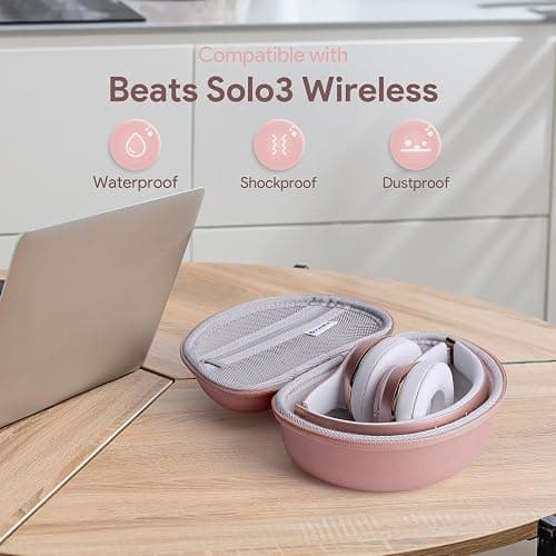 Case for Beats Solo3 /Solo 4 On-Ear Headphones, Portable Travel Hard Shell Storage Bag (Rose Gold) thumbnail 4