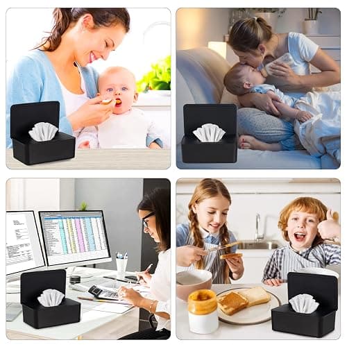 Baby Wipes Dispenser, Wipe Holder for Baby & Adult,Keeps Wet Tissue Fresh, Non-Slip Wipes Case, Flushable Wipe Container with Sealing Design Lid thumbnail 7