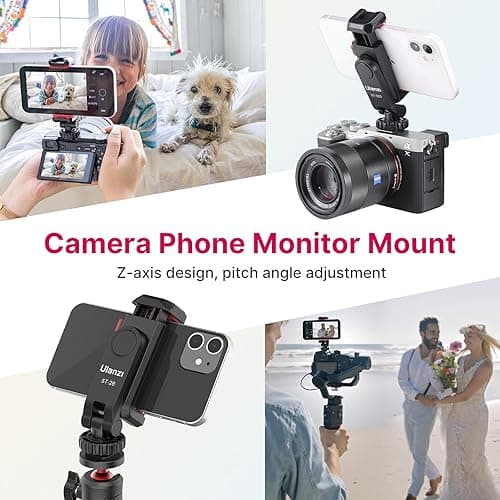 Phone Tripod Mount Holder for iPhone - ULANZI ST-06S Camera Hot 2 Cold Shoe Phone Mount Compatible for iPhone Android Sony Canon DJI Ronin S/SC Zhiyun Gimbals thumbnail 4