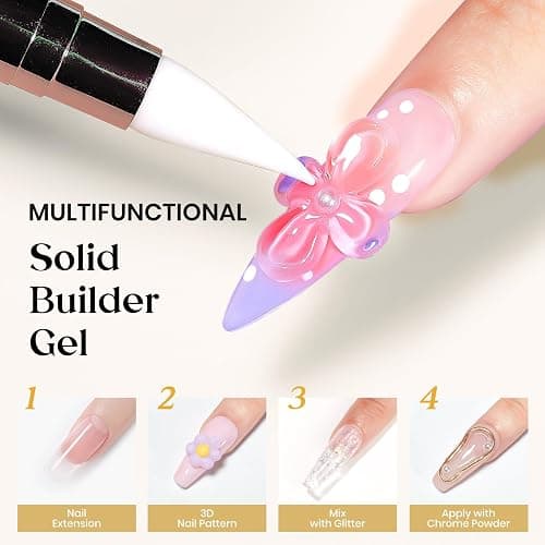 MIZHSE Solid Builder Gel Clear 3D Nail Gel, Non-Stick Sculpting Gels for 3D Nail Art Carving Building Modeling Hard Nail Extension Soak Off UV/LED Nail Art Salon Home DIY 15g thumbnail 2
