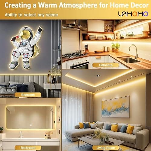 Lamomo COB LED Streifen, Warmweiss Dimmbar 5M LED Strip, Wasserdicht 3000K Neon Led Leiste mit Fernbedienung, 10mm Breit, Silikon Flexibel Lichtleiste für Schlafzimmer Innen Außen Küche Deko, CRI90+ thumbnail 7
