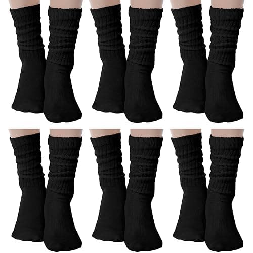 Bencailor 6 Pairs Women Slouch Fuzzy Socks Warm Cotton Scrunch Boot Winter Fluffy Slipper Socks - Image 1