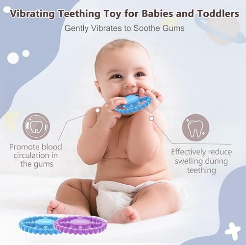 Vibrating Sensory Chew Toy - Dual Effect: Teether Teething Toys for Babies6-12 8-18 Months, Sensory Toys for Kids with Autism&Toddler Travel Essential,1-2 Year Old Boys Girls Gifts idea(Blue) - Blue thumbnail 3