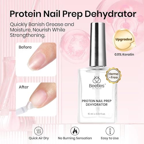 Beetles 15ml Protein Nail Prep Dehydrator and Primer nail Set - 2PCS Hema-Free & Acid Free Nail Bond Protein Prep Kit for Gel Nail Polish Acrylic Nail Supplies thumbnail 2