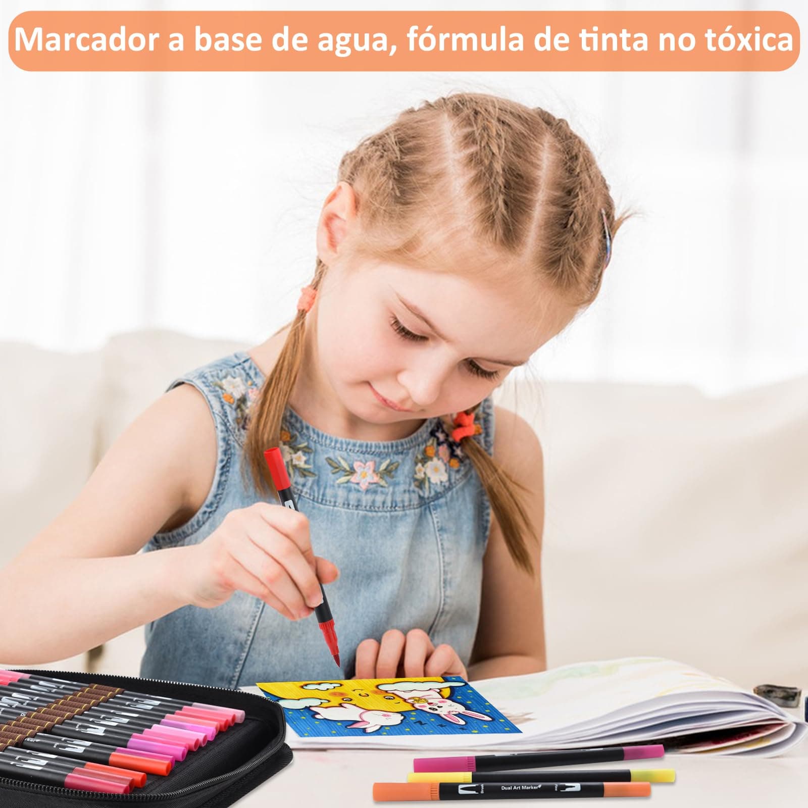 72/100/120 Colores Plumones Doble Punta Pencil, POVOLE Marcadores a Base de Agua No Toxico, Cepillo de Nailon 1-2mm y Punta Fina 0.4mm Para Niños y Adultos, Colorear Lettering Dibujar Caligrafía - 72 Colores thumbnail 4