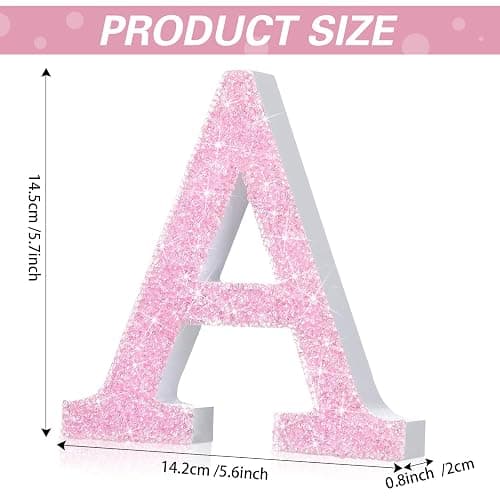 Qunclay Pink Crystal Diamond Bling Letters Crushed Diamond Decoration Wooden Glitter Letters with Screw and Hooks Rhinestone Gift for Christmas Y2k Mcbling Bedroom Wall Decor (5.7"l X 5.7"w,Letter A) thumbnail 3