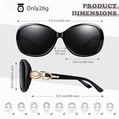 Sunier Sunglasses Womens Polarized, Trendy Oversized Big UV400 Sun Glasses | Anti Glare,Vintage Butterfly Design,Lightweight Ladies Shades,Ideal for Driving,Beach,Travelling,Running,Party,Outdoor thumbnail 5