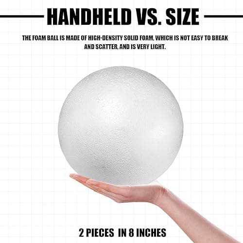 Styrofoam Balls 8 Inch,2PC Large White Foam Balls for Crafts | DIY Craft Giant Foam Ball for Home and School,Smooth Solid Round Ball(Styrofoam-8in-2pc) thumbnail 2