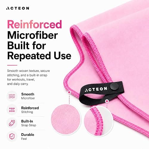 Acteon Microfiber Gym Towels 5 Pack Quick Dry, Silver ION Odor-Free, Super Absorbent Sweat Towels for Women, Workout, Yoga, Pilates, Tennis, Running, Swimming, Travel 16x30.5 Inch (Lavender Rose) thumbnail 8