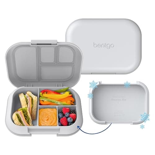 Bentgo Chill Kids 4-Compartment Bento Box Leakproof Lunch Box | Built-In Ice Pack, 3.3 Cup Capacity, BPA-Free, Microwave & Dishwasher Safe Tray, Ideal for Ages 3–7 (Gray) - Image 1