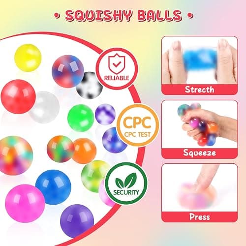 BESNEL 160 Pack Stress Balls for Adults, Bulk Squishy Ball, Stress Balls Set, Anti-Anxiety Easter Stress Relief Fidget Balls thumbnail 4