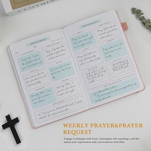Pink Prayer Journal for Woman - Bible Journal with Prompts, Verse and Scripture - Devotional & Guided Journal for Women and men, 60 Weeks Bible Study Journal for Christians thumbnail 5