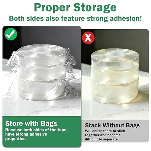 UGNEL 3 Rolls Double Sided Tape Heavy Duty - Total 30FT, Extra Strong Nano Tape Adhesive Strips Tape, Clear Mounting Tape Removable Two Sided Adhesive Tape for Walls, Posters, Rug, Picture Hanging thumbnail 5