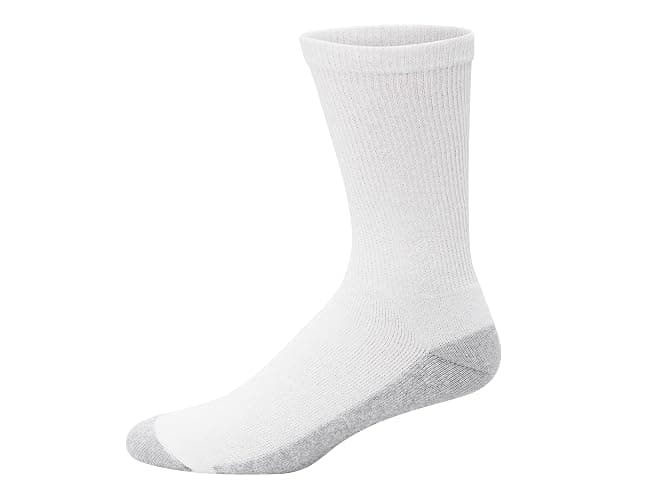 Hanes Men's Double Tough Crew Socks, 12-Pair Pack - 6-12 - White/ Grey Foot Bottom - 12 Pack thumbnail 3