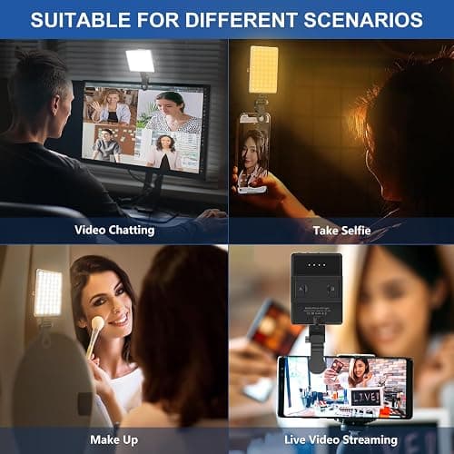 OLRPT Selfie Light, Phone Light with Front & Back Clip, 60 LED Portable Light with 3 Modes, 5000mAh Rechargeable Video Light for Phone, iPhone, IPad, Laptop, TikTok, Makeup, Live Stream, Vlog thumbnail 2