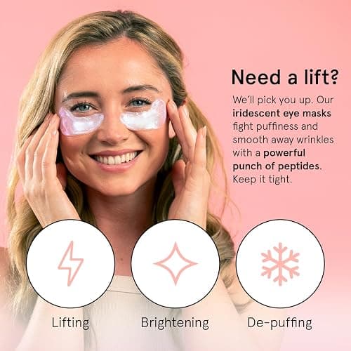 grace & stella Peptide Under Eye Patches with Niacinamide & Rice Extract - Firming Eye Masks for Dark Circles and Puffiness - Stocking Stuffers Under 10 - Vegan, Cruelty-Free (White, 6 Pairs) thumbnail 3