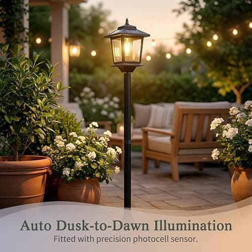 PASAMIC Outdoor Solar Post Lights, 2-Pack 63" Dusk to Dawn Solar Lamp Posts, Waterproof Floor Lamps, Warm White Pole Lights for Patio with Replaceable Bulb thumbnail 3