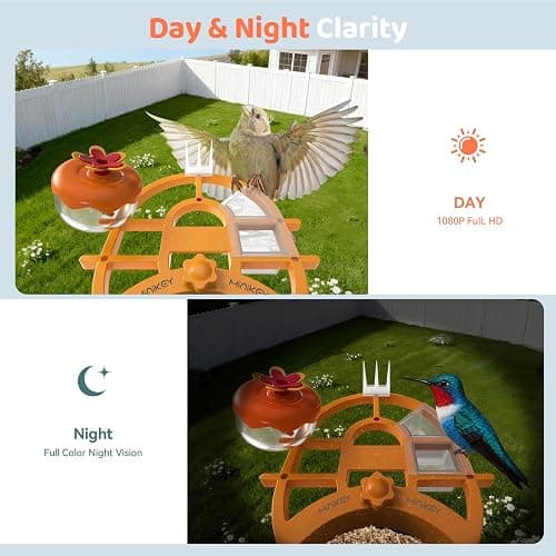 Smart Bird Feeder with Camera Outdoor Birdhouse:AI Identifies 11000+ Species, Features 3K HD Quality and Arrived Alerts Function,Powered by 3 Solar Panels,Gifts for Mom Dad Bird Lovers thumbnail 4