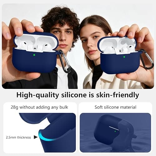 Lerobo for AirPods Pro 3 Case,Durable Soft Silicone Cover, Midnight Blue | with Keychain Accessories for Women Men,for Apple AirPods Pro 3rd Generation 2025,360° Protection,Scratch-Proof,LED visible thumbnail 5