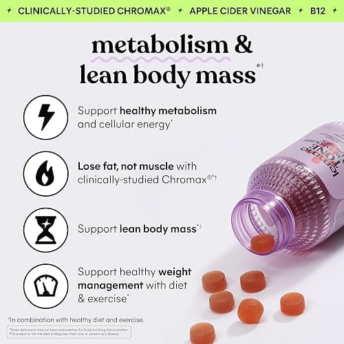 Lemme Tone Metabolism & Body Toning Gummies, 30-Day Supply | Clinically Studied Chromium & B12, Blood Sugar & Weight Management Support, Watermelon Apple Flavor thumbnail 3