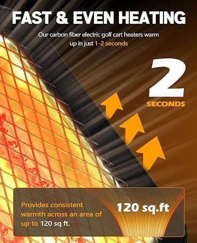 Xislet Golf Cart Electric Heater [2-Second Quick Heat] 400W Quiet & Safe Carbon Fiber Golf Cart Heater, Easy to Install Battery Powered Heater, Stable Fit 48V Club Car/Yamaha/EZGO thumbnail 2