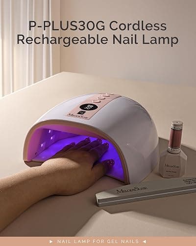 MelodySusie Cordless UV Nail Lamp with 3 Timers & Smart Sensor, P-Plus30G Rechargeable UV Light Cures All Gels, Especially Builder, Hard, Extension, Acrylic & Chrome Gel Polishes Pink thumbnail 7