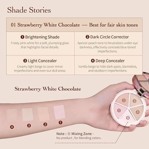 Flower Knows The Sweetie Bear 4-Color Concealer Palette,Highlihter Correct Contour Face Maekup,Blendable,High-Coverage & Crease-proof,Buildable All-Day Wear Compact,0.23 Oz(01 Strawberry Chocolate) thumbnail 3