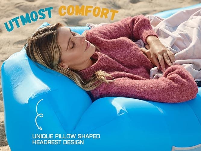 WEKAPO Inflatable Sun Lounger, Air Sofa, Hammock, Portable, Waterproof and Leak-Proof, Ideal for Backyard, Beach, Travel, Camping, Picnics and Music Festivals thumbnail 6