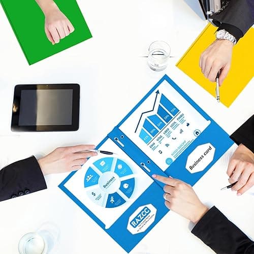 Two Pocket Folders, RAZCC 100 Pack Two Pocket with Prongs, 3 Prong Folders Fit Letter Size Paper, Pocket Paper File Folders for School Office Home Business, Assorted 5 Colors thumbnail 3