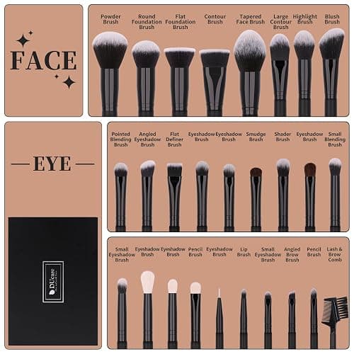DUcare Professional Makeup Brushes Set 27Pcs Makeup Brush Set Premium Synthetic Kabuki Foundation Blending Face Powder Blush Concealers Eye Shadows Brushes thumbnail 3