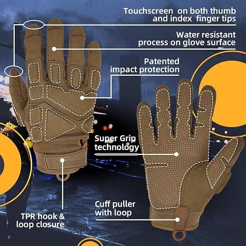 Seibertron S.O.L.A.G Series Tactical Gloves Full/Half Index Finger/Fingerless Touchscreen Impact Anti-Slip for Motorcycle Cycling Hiking Adults & Youth XXS-XXL thumbnail 3
