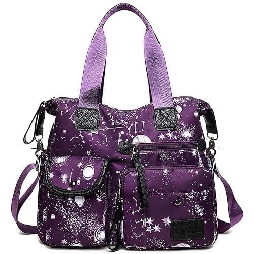 Tote Bag for Women,Multi Pockets Shoulder Handbag,Nurse Bag for Work,Large Cross body Purse,Fashion Nylon Top Handle Satchel - Image 1