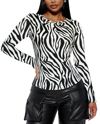Women's Long Sleeve Basic Tops - Crew Neck Casual Going Out Y2K Fall Top Fitted T Shirt Clothes - Image 1