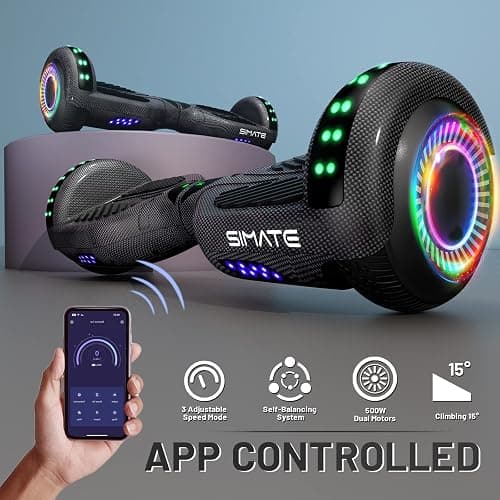 SIMATE Scooter, Bluetooth Speakers and LED Light-Up Wheels, APP Control, Dual 250W Motors, 8.5 mph Max Speed & 8.5 Miles Max Range, Gifts for Kids Adults Girls Boys thumbnail 4