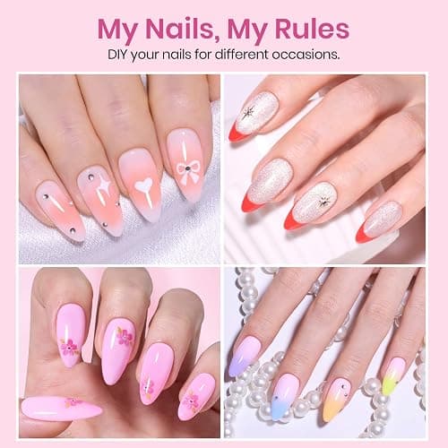 Beetles Medium Almond Nail Tips 576pcs 12 Sizes, Pre-Etched Soft Gel Nail Tips Half Matte Full Cover False Nail Tips Clear Acrylic Nails Glue on Nails DIY Nail Extension Gift for Women - 2-3-Almond Medium 576pcs (Etch X Nail Tips) thumbnail 2