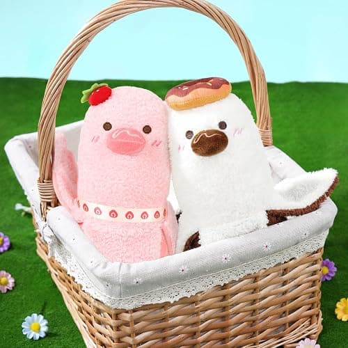 PEACH CAT Strawberry Cake Banana Duck Plush Pillow with Cream Candy Body Stuffed Animals Cute Dessert Plushies Toy Gifts for Kids Pink 12" thumbnail 7