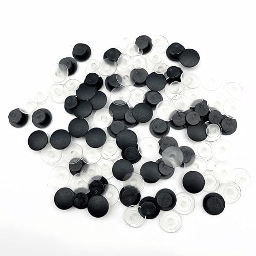 JIANYI Buckle Plastic Buttons, 100PCS Round Buttons DIY Shoes Accessories for Kids, Wristband Charm Backs (Black & Transparent) thumbnail 5
