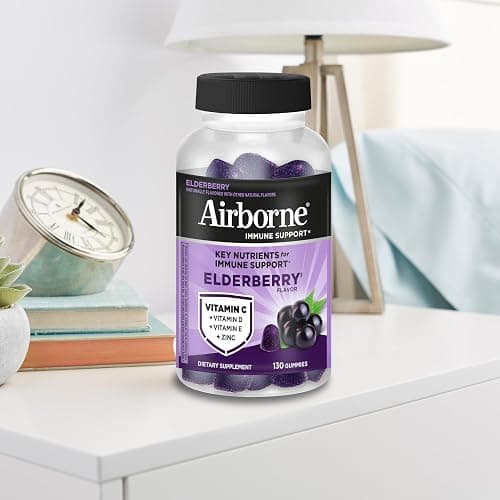 Airborne Elderberry + Zinc & Vitamin C Gummies for Adults, Immune Support with Antioxidants Vitamins C, D & E, 130 Count, Elderberry Flavor thumbnail 11