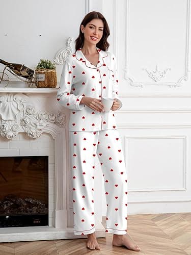 QZH.DUAO Girl & Women's 100% Cotton Pajamas Set Long Sleeve Button Down Sleepwear Nightwear Soft Pjs Sets, 5 Years - L thumbnail 7